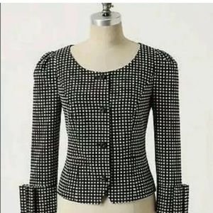 Taikonhu anthropologie polka dot crop blazer black
